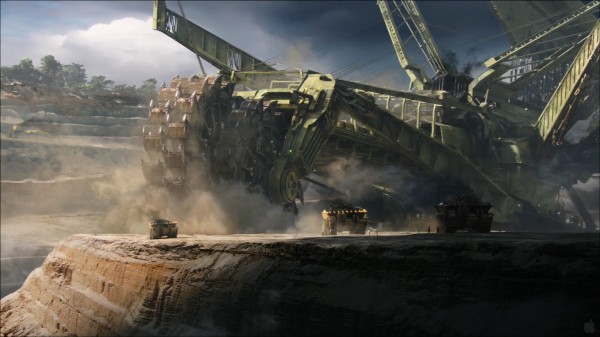 giant mining machine in strip mine on Pandora