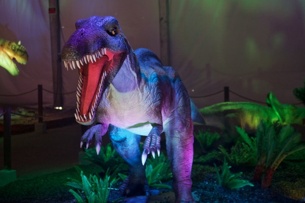 carnivorous dinosaur walking on two legs, sharp claws and teeth