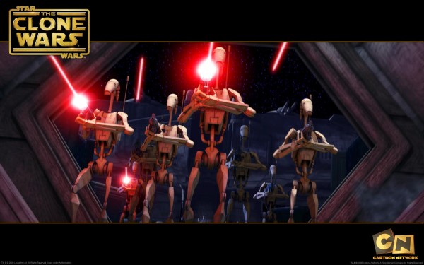 wallpaper picture of a group of battle droids firing their guns