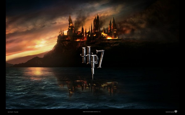 wallpaper picture of hogwarts on fire from harry potter and the deathly hallows