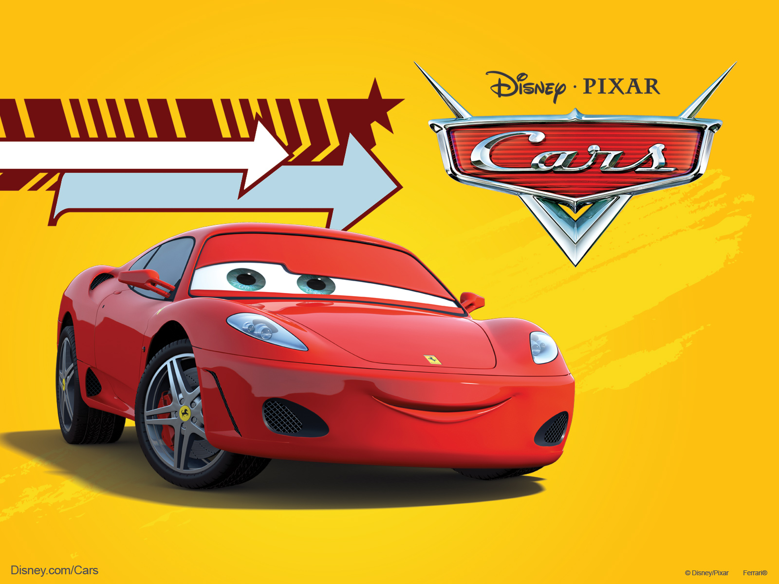 Michael Schumacher as a Ferrari F430 in Pixar’s Cars Movie Desktop