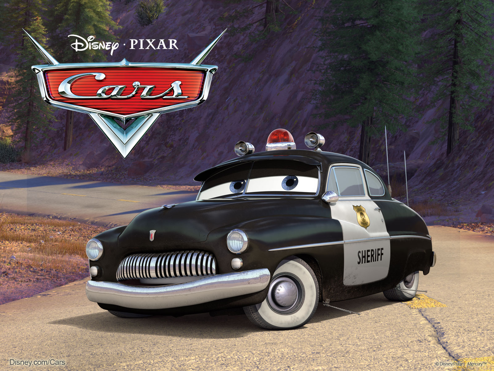 The Sheriff Police Car from Pixar's Cars Movie Desktop Wallpaper