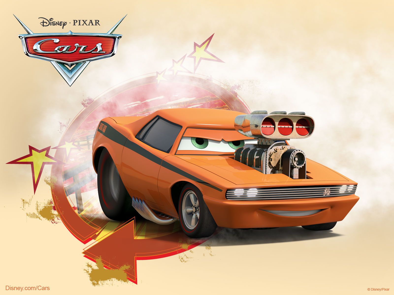 Snot Rod the Muscle Car from Pixar's Cars Movie Desktop Wallpaper