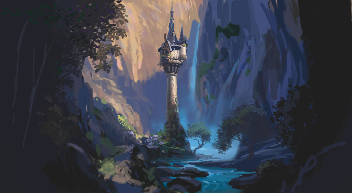 Rapunzel’s Tower Concept Art from Disney’s Tangled Desktop Wallpaper