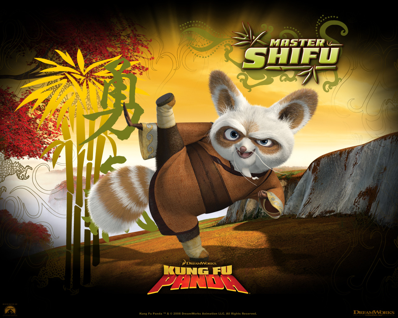 Master Shifu the Red Panda from Kung Fu Panda Desktop Wallpaper