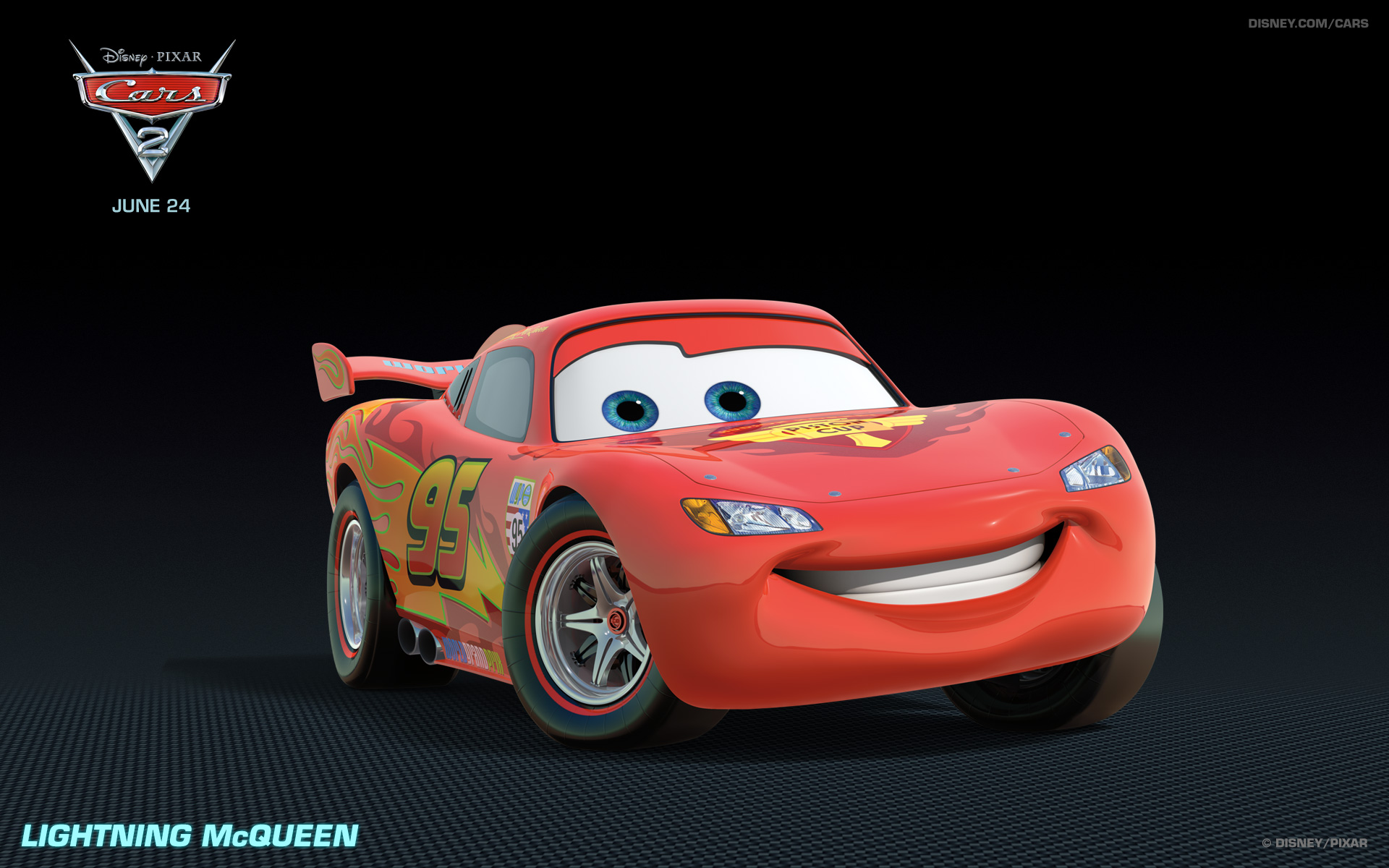 Lightning McQueen the Race Car from Disney's Cars 2 HD Desktop Wallpaper