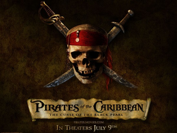 skull and crossed swords logo from Pirates of the Caribbean Curse of the Black Pearl movie wallpaper
