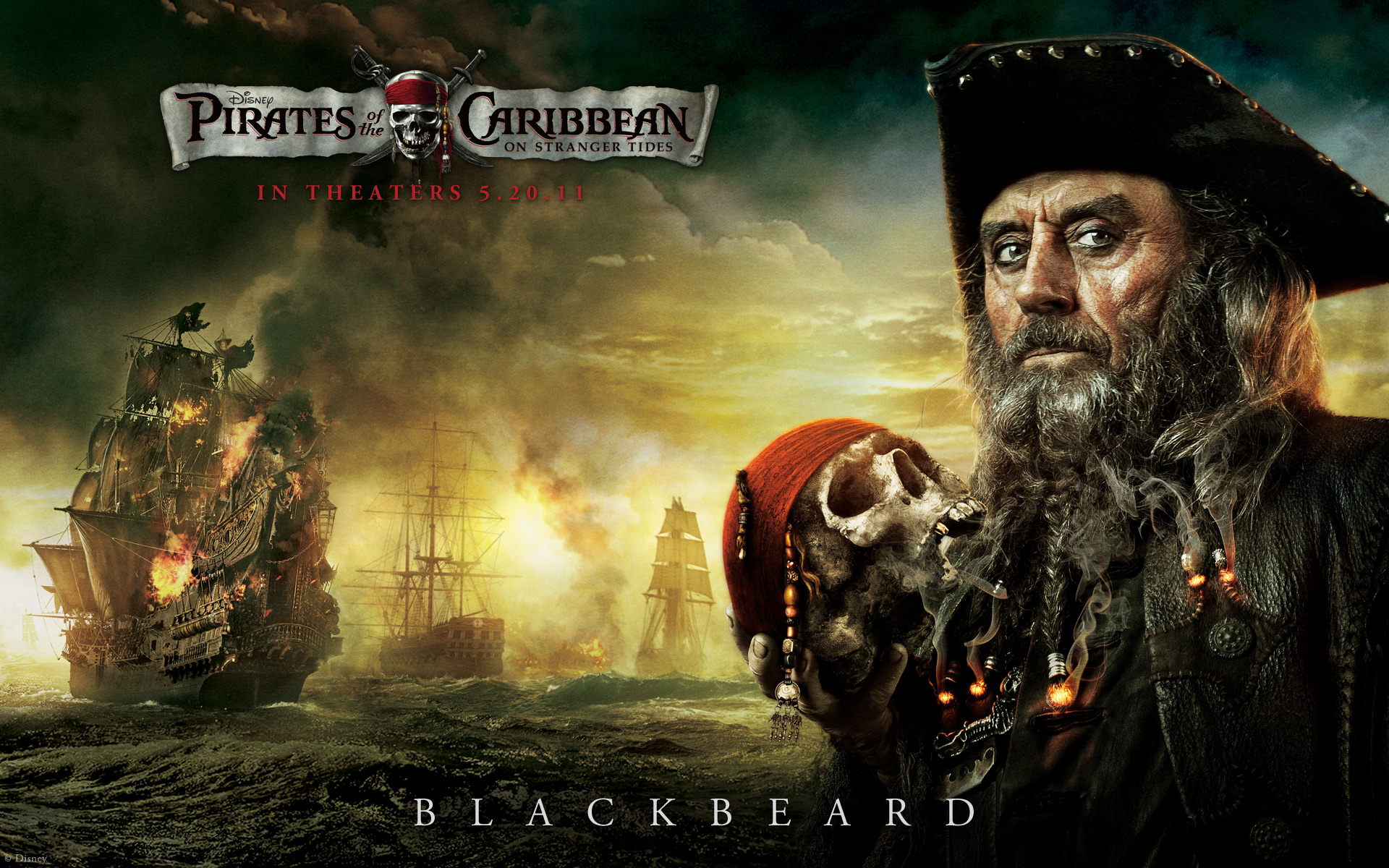 Blackbeard from Pirates of the Caribbean Desktop Wallpaper