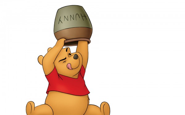 Pooh bear and his hunny/honey pot from Winnie the Pooh wallpaper