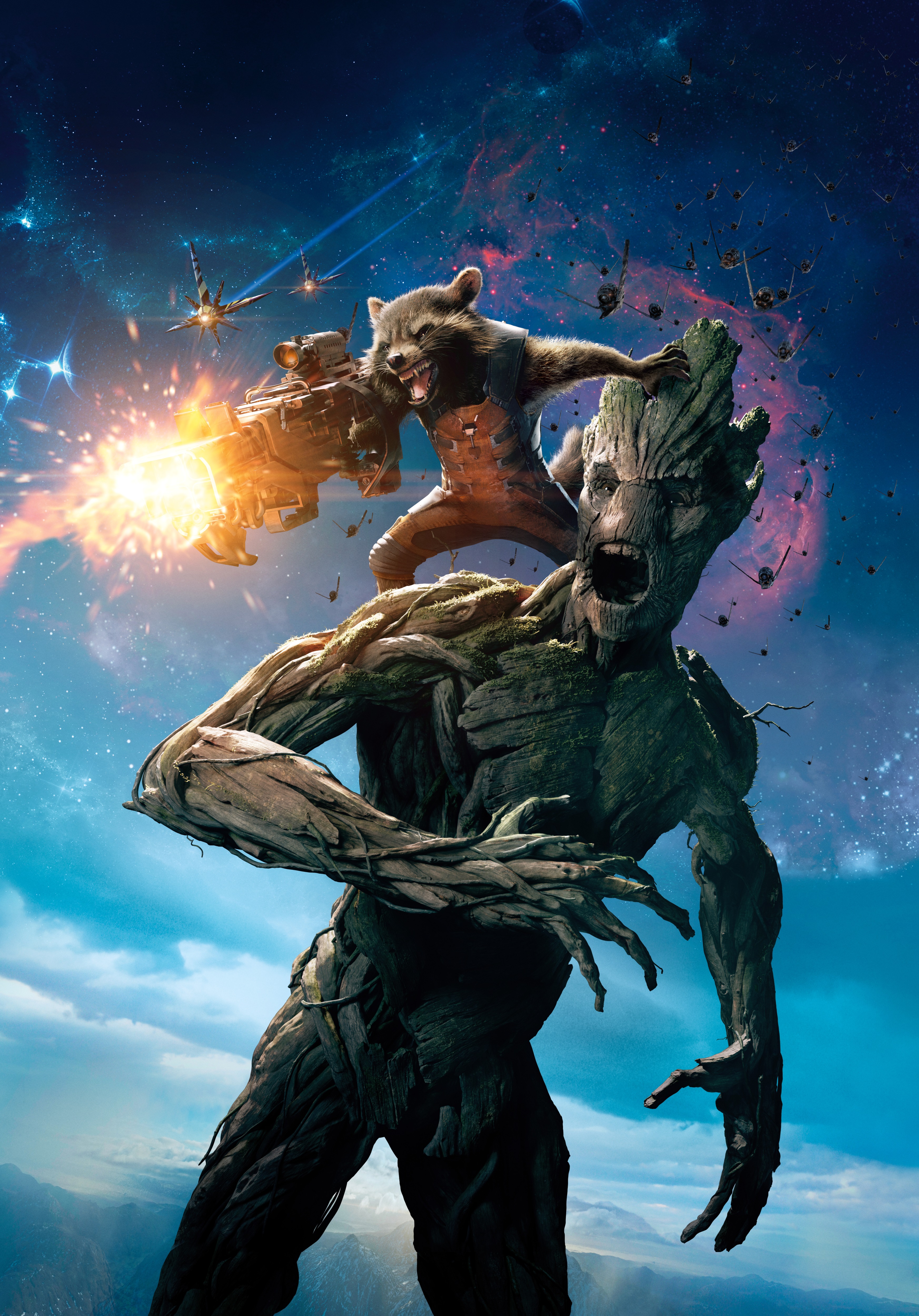 Rocket Raccoon and Groot from Guardians of the Galaxy Desktop Wallpaper