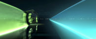 two light cycles race by from the world of tron legacy
