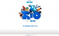 wallpaper picture of the cast of the animated movie Rio featuring birds and a dog