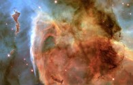 hubble space telescope image of a glowing nebula in space