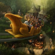 concept art of the flight of the hippogriff roller coaster