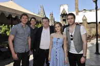 Cast from the Harry Potter movies pose in Hogsmeade village