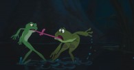Prince Naveen and Tiana as a frogs with their tongues tied together from Disney's Princess and the Frog movie wallpaper