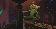 Tiana as a frog on a street sign from the Disney movie Princess and the Frog wallpaper