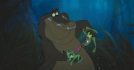 Tiana and Naveen along with Louis the gator from the Disney movie Princess and the Frog wallpaper