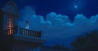 Tiana on the balcony under a night sky from the Disney movie Princess and the Frog wallpaper