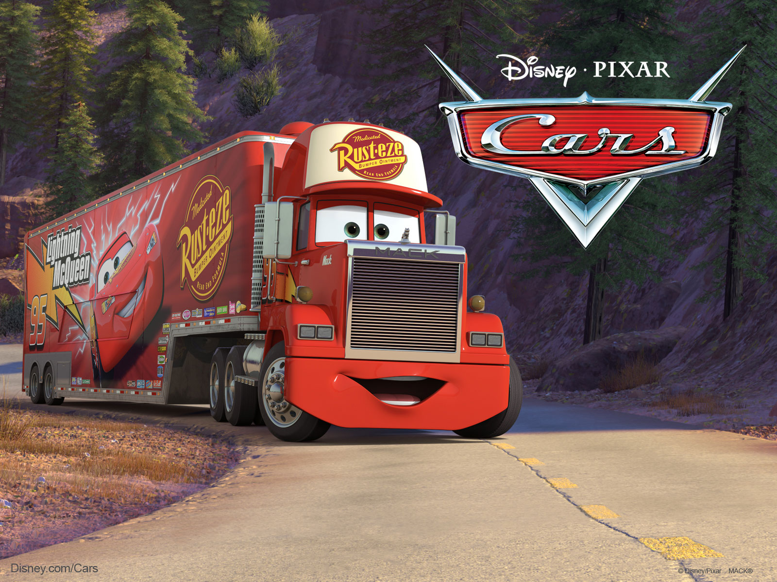 Mack the Truck From Pixar’s Movie Cars Desktop Wallpaper