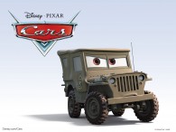 Sarge the army jeep from the Disney/Pixar CG animated movie Cars