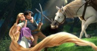 Flynn dueling with swords with Maximus the horse from Disney's CG animated movie Tangled wallpaper