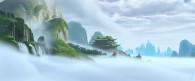 the temple in the mountain tops from Kung Fu Panda movie wallpaper