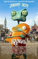 Rango one sheet HD movie poster showing Rango and his fish wallpaper
