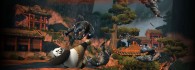 Po fighting a group of wolves from Kung Fu Panda 2 movie wallpaper