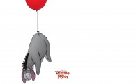 Eeyore the donkey being pulled up by a balloon from Winnie the Pooh wallpaper