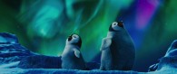 Baby penguins under the aurora Australis in Antarctica from Happy Feet Two movie wallpaper