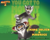 King Julien and Maurice the lemurs from the Madagascar CG animated movies wallpaper