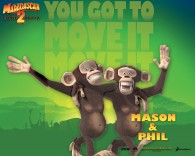 Mason and Phil the monkeys from Dreamworks Madagascar animated movies wallpaper