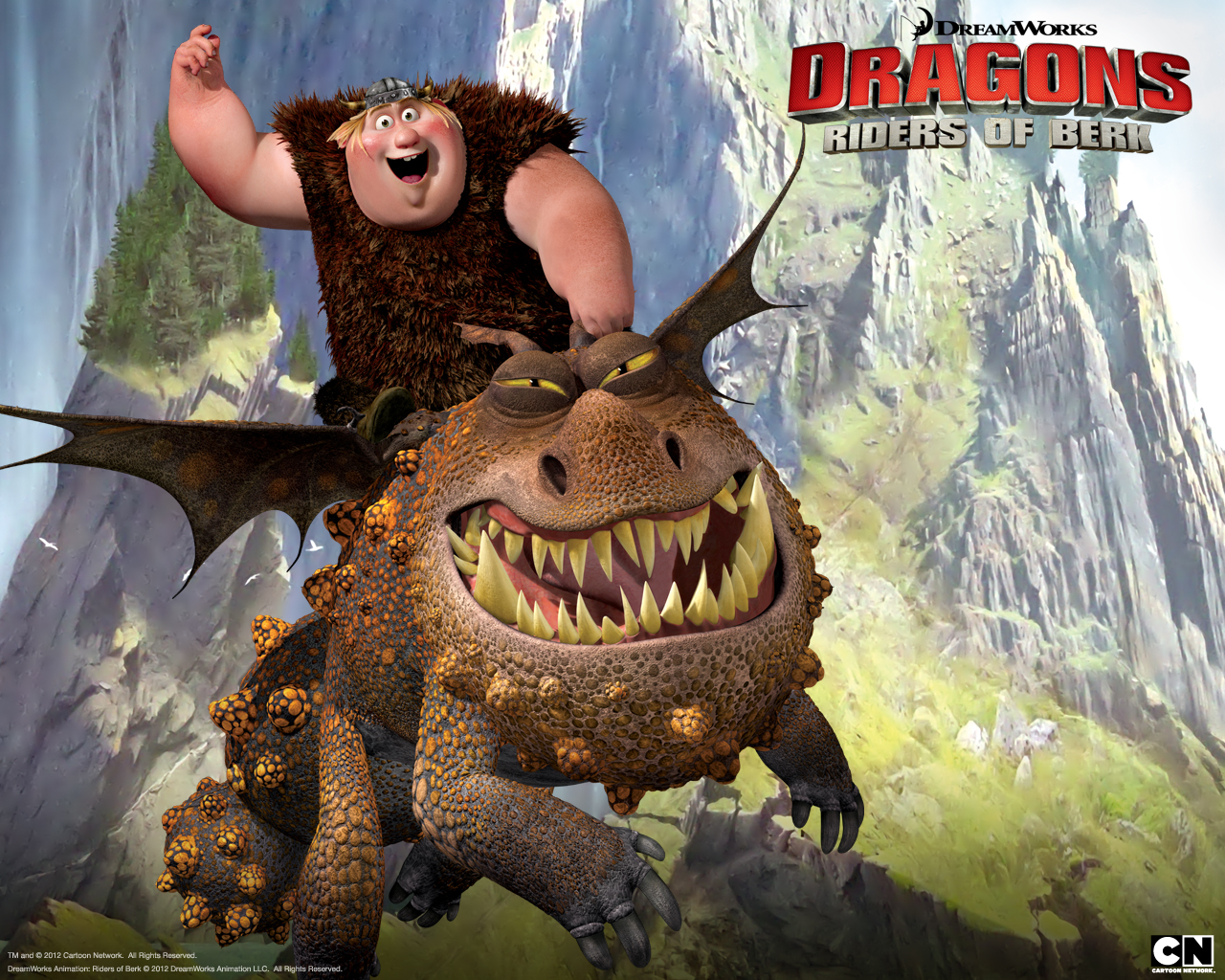 Fishlegs Riding Meatlug the Dragon from How to Train Your Dragon Riders