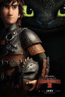 Official Movie poster for How to Train Your Dragon 2 by DreamWorks showing Hiccup and Toothless the night fury
